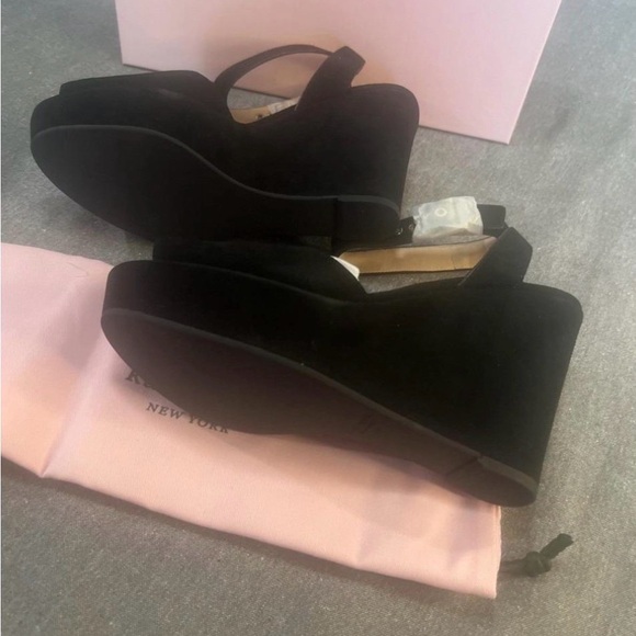 kate spade Black Suede Peep-Toe Wedge Sandals - Picture 6 of 6
